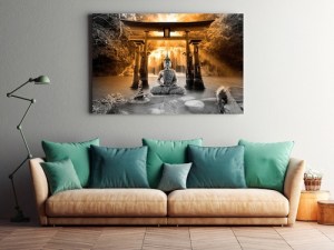 pol-p-a-0033-b-c-w_1 ΠΙΝΑΚΑΣ - BUDDHA SMILE (1 PART) WIDE ORANGE - 120X80