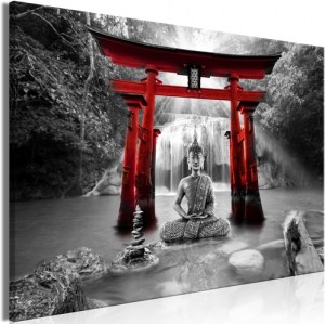pol-p-a-0033-b-d-eb10_1 ΠΙΝΑΚΑΣ - BUDDHA SMILE (1 PART) WIDE RED - 90X60