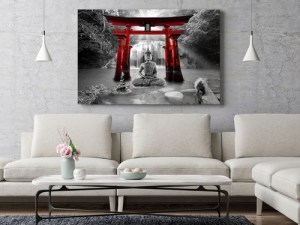 pol-p-a-0033-b-d-w_1 ΠΙΝΑΚΑΣ - BUDDHA SMILE (1 PART) WIDE RED - 90X60