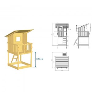 shw-008.001.003.001-1,50-2-8352 ΞΥΛΙΝΟΣ ΠΥΡΓΟΣ BEACH HUT ΜΕ ΠΡΟΕΚΤΑΣΗ ΠΥΡΓΟΣ BEACH HUT ΜΕ ΥΨΟΣ ΤΣΟΥΛΗΘΡΑΣ 150ΕΚ. ΚΑΙ ΠΡΟΕΚΤΑΣΗ