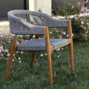 shw-22025-21406 PREMIUM ΚΑΡΕΚΛΑ TEAK ΜΕ ΓΚΡΙ ΣΧΟΙΝΙΑ
