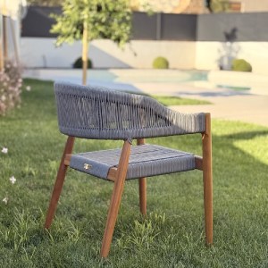 shw-22025-21409 PREMIUM ΚΑΡΕΚΛΑ TEAK ΜΕ ΓΚΡΙ ΣΧΟΙΝΙΑ