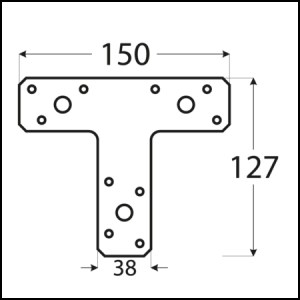 shw-4627-8937 ΣΥΝΔΕΣΜΟΣ ΞΥΛΟΥ Τ ΣΥΝΔΕΣΜΟΣ ΞΥΛΟΥ Τ - 150 X 127 X 38MM
