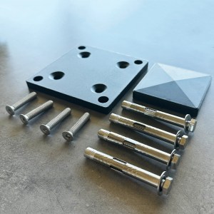 shw-77689-18531 ΒΑΣΗ ΚΑΙ ΚΑΠΕΛΑΚΙ ΚΟΛΩΝΑΣ ΑΝΟΔΙΩΜΕΝΟΥ ΑΛΟΥΜΙΝΙΟΥ BOX | ΜΑΥΡΟ