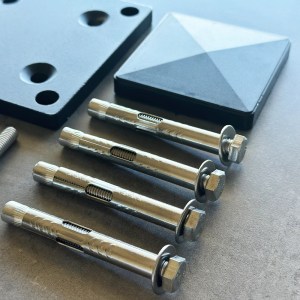 shw-77689-18532 ΒΑΣΗ ΚΑΙ ΚΑΠΕΛΑΚΙ ΚΟΛΩΝΑΣ ΑΝΟΔΙΩΜΕΝΟΥ ΑΛΟΥΜΙΝΙΟΥ BOX | ΜΑΥΡΟ