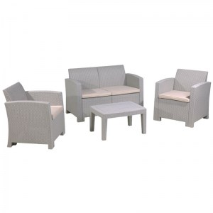 woo-110154 SAVANNA SET ΣΑΛΟΝΙ ΚΗΠΟΥ ΒΕΡΑΝ ΤΑΣ K/D / PP-UV SAND GREY /ΜΑΞΙΛΑΡΙΑ ΜΠΕΖ