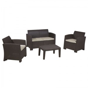 woo-110155 SAVANNA SET ΣΑΛΟΝΙ ΚΗΠΟΥ ΒΕΡΑΝ ΤΑΣ  K/D / PP-UV ΚΑΦΕ / ΜΑΞ. GREY-WHITE