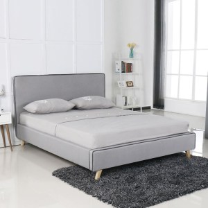 woo-110338 MORISSON ΚΡΕΒΑΤΙ ΔΙΠΛΟ, ΓΙΑ ΣΤΡΩΜΑ 160X200CM, ΥΦΑΣΜΑ ΑΝΟΙΧΤΟ ΓΚΡΙ