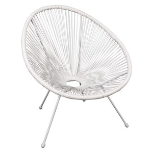 woo-115843 ACAPULCO ΠΟΛΥΘΡΟΝΑ ΜΕΤΑΛΛΟ ΒΑΦΗ ΑΣΠΡΟ, RATTAN ΑΣΠΡΟ