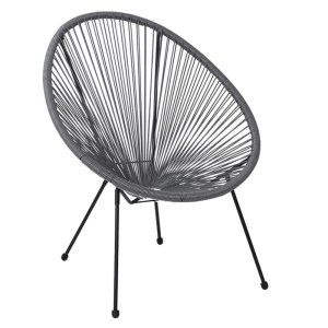 woo-116683 ACAPULCO ΠΟΛΥΘΡΟΝΑ ΜΕΤΑΛΛΟ ΒΑΦΗ ΜΑΥΡΟ, RATTAN ΓΚΡΙ
