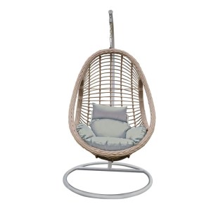 woo-118338 MACAN-II ΚΡΕΜΑΣΤΗ ΠΟΛΥΘΡΟΝΑ, WICKER GREY-WHITE, ΜΕΤΑΛΛΟ ΒΑΦΗ ΑΣΠΡΟ, ΜΑΞΙΛΑΡΙ ΓΚΡΙ