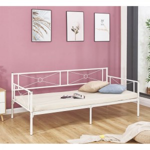 woo-119359 QUEEN DAYBED ΚΡΕΒΑΤΙ ΜΕΤΑΛΛΟ ΒΑΦΗ ΑΣΠΡΟ