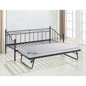 woo-121003 MARIN SET : DAYBED (ΓΙΑ ΣΤΡΩΜΑ 90X190) + ΒΟΗΘΗΤΙΚΟ ΚΡΕΒΑΤΙ ΜΕ ΣΤΡΩΜΑ 185X85 ΜΕΤΑΛΛΟ ΜΑΥΡΟ