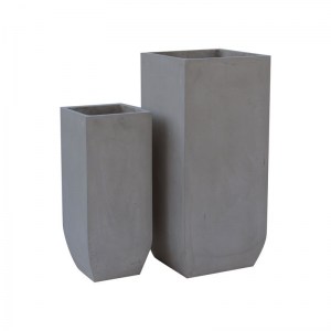 woo-121465 FLOWER POT-1  SET 2 ΤΕΜΑΧΙΩΝ CEMENT GREY