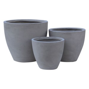 woo-121467 FLOWER POT-3  SET 3 ΤΕΜΑΧΙΩΝ CEMENT GREY