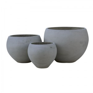 woo-121469 FLOWER POT-5  SET 3 ΤΕΜΑΧΙΩΝ CEMENT GREY