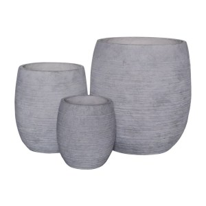 woo-122121 FLOWER POT-8  SET 3 ΤΕΜΑΧΙΩΝ, ΑΠΟΧΡΩΣΗ LIGHT GREY WASH