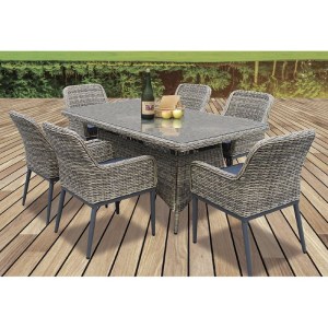 woo-122389 HAVANA SET ΤΡΑΠΕΖΑΡΙΑ ΚΗΠΟΥ ALU,WICKER GREY BROWN-ΑΝΘΡΑΚΙ: ΤΡΑΠΕΖΙ 160X90 + 6 ΠΟΛΥΘΡΟΝΕΣ