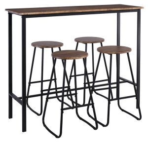 woo-123003 PUB SET BAR ΤΡΑΠΕΖΙ + 4 ΣΚΑΜΠΟ, ΜΕΤΑΛΛΟ ΒΑΦΗ ΑΝΘΡΑΚΙ - ANTIQUE BROWN