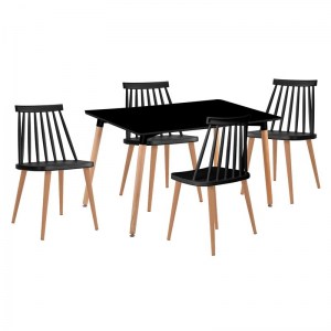woo-124317 LAVIDA-ART ΤΡΑΠΕΖΑΡΙΑ: ΤΡΑΠΕΖΙ 120X80 ΟΞΙΑ/MDF + 4 ΚΑΡΕΚΛΕΣ ΜΕΤΑΛΛΟ ΒΑΦΗ ΦΥΣΙΚΟ PP ΜΑΥΡΟ