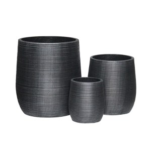 woo-124618 FLOWER POT-16 SET 3 ΤΕΜΑΧΙΩΝ, CEMENT ΑΠΟΧΡΩΣΗ ANTHRACITE