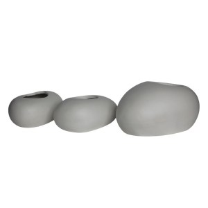 woo-124622 FLOWER POT-ROCK SET 3 ΤΕΜΑΧΙΩΝ, CEMENT ΑΠΟΧΡΩΣΗ WHITE