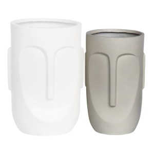 woo-124631 FLOWER POT-TOTEM Φ32X52CM, CEMENT ΑΠΟΧΡΩΣΗ SAND