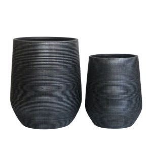 woo-124636 FLOWER POT-17 SET 2 ΤΕΜΑΧΙΩΝ, CEMENT ΑΠΟΧΡΩΣΗ ANTHRACITE