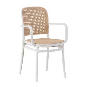 woo-125236 FLORENCE ΠΟΛΥΘΡΟΝΑ PP ΑΣΠΡΟ, PP RATTAN ΜΠΕΖ, ΣΤΟΙΒΑΖΟΜΕΝΗ