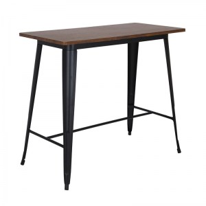 woo-125382 RELIX WOOD DARK OAK ΤΡΑΠΕΖΙ BAR-PRO, ΜΕΤΑΛΛΟ ΒΑΦΗ ΜΑΥΡΟ