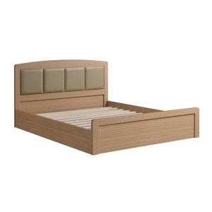 woo-125396 CALIBER ΚΡΕΒΑΤΙ ΔΙΠΛΟ ΓΙΑ ΣΤΡΩΜΑ 150X200CM, ΑΠΟΧΡΩΣΗ SONOMA OAK, ΚΕΦΑΛΑΡΙ PU ΜΠΕΖ