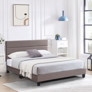 woo-125498 PRIMO ΚΡΕΒΑΤΙ ΔΙΠΛΟ ΓΙΑ ΣΤΡΩΜΑ 160X200CM, ΥΦΑΣΜΑ CAPPUCCINO, ΜΕ ΚΕΦΑΛΑΡΙ ΠΟΛΛΑΠΛΩΝ ΘΕΣΕΩΝ