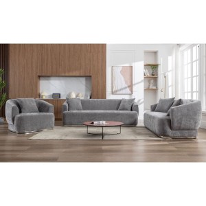 woo-125563 CARACAS SET ΣΑΛΟΝΙ - ΚΑΘΙΣΤΙΚΟ ΠΟΛΥΘΡΟΝΑ-2ΘΕΣΙΟΣ-3ΘΕΣΙΟΣ, ΥΦΑΣΜΑ ΓΚΡΙ