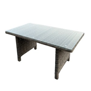 woo-125663 ARIZONA ΤΡΑΠΕΖΙ DINING ΒΕΡΑΝΤΑΣ - ΚΗΠΟΥ ALU, WICKER GREY BROWN, ΓΥΑΛΙ TEMPERED 5MM