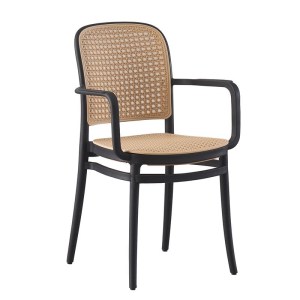 woo-125717 FLORENCE ΠΟΛΥΘΡΟΝΑ PP ΜΑΥΡΟ, PP RATTAN ΜΠΕΖ, ΣΤΟΙΒΑΖΟΜΕΝΗ