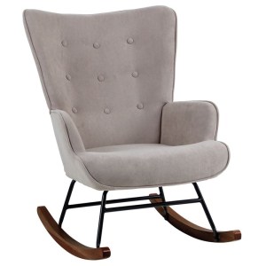 woo-125839 ALMA ROCKING ΠΟΛΥΘΡΟΝΑ ΜΠΕΡΖΕΡΑ ΚΑΘΙΣΤΙΚΟΥ, ΥΦΑΣΜΑ VELURE ΚΑΦΕ, ΒΑΣΗ ΜΑΥΡΟ-ΚΑΡΥΔΙ