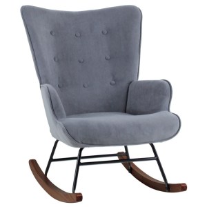 woo-125840 ALMA ROCKING ΠΟΛΥΘΡΟΝΑ ΜΠΕΡΖΕΡΑ ΚΑΘΙΣΤΙΚΟΥ, ΥΦΑΣΜΑ VELURE ΓΚΡΙ, ΒΑΣΗ ΜΑΥΡΟ-ΚΑΡΥΔΙ
