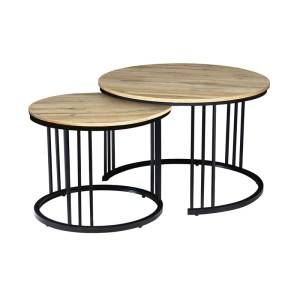 woo-125968 BOZZO SET-2 ΤΡΑΠΕΖΑΚΙΑ ΣΑΛΟΝΙΟΥ-ΚΑΘΙΣΤΙΚΟΥ, ΜΕΤΑΛΛΟ ΜΑΥΡΟ, ΑΠΟΧΡΩΣΗ SONOMA