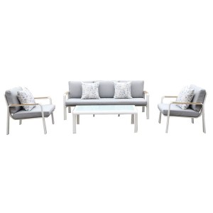woo-126027 LATINO SET ΣΑΛΟΝΙ ΚΗΠΟΥ 4ΤΕΜ, ΑΛΟΥΜΙΝΙΟ ΑΣΠΡΟ, ΜΑΞΙΛΑΡΙΑ ΑΝΟΙΧΤΟ ΓΚΡΙ, ΓΥΑΛΙ ΑΣΠΡΟ