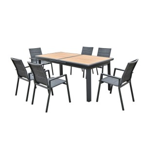 woo-126034 NAPOLI ΤΡΑΠΕΖΙ DINING ΚΗΠΟΥ- ΒΕΡΑΝΤΑΣ, ΑΛΟΥΜΙΝΙΟ ΒΑΦΗ ΜΑΥΡΟ ΕΠΙΦΑΝΕΙΑ ALU ΑΠΟΧΡΩΣΗΣ ΞΥΛΟΥ