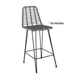 woo-126231 SALSA ΣΚΑΜΠΟ BAR-PRO ΜΕ ΠΛΑΤΗ, ΜΕΤΑΛΛΟ ΒΑΦΗ ΜΑΥΡΟ - WICKER ΓΚΡΙ, ΜΕ ΜΑΞΙΛΑΡΙ ΜΑΥΡΟ
