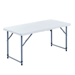 woo-126233 BLOW-R ΤΡΑΠΕΖΙ CATERING ΠΤΥΣΣΟΜΕΝΟ (ΒΑΛΙΤΣΑ) - ΡΥΘΜ/ΝΟ ΥΨΟΣ, ΜΕΤΑΛΛΟ ΓΚΡΙ, HDPE ΑΣΠΡΟ