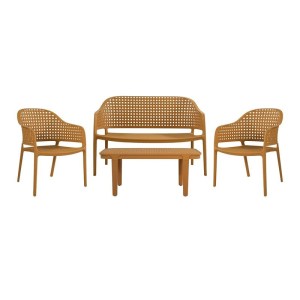 woo-126275 MALAGA SET ΣΑΛΟΝΙ ΚΗΠΟΥ 4ΤΕΜ, PP-UV ΚΡΟΚΙ