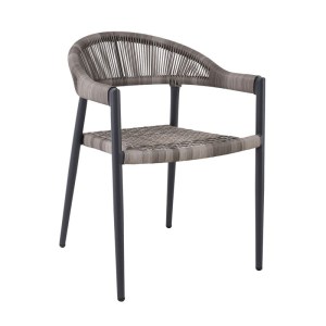 woo-126405 MADISON ΠΟΛΥΘΡΟΝΑ ΒΕΡΑΝΤΑΣ- ΚΗΠΟΥ, ALU ΑΝΘΡΑΚΙ, ROPE WICKER ΓΚΡΙ, ΣΤΟΙΒΑΖΟΜΕΝΗ