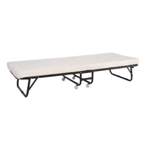 woo-126452 ΚΡΕΒΑΤΙ ΠΤΥΣΣΟΜΕΝΟ ΒΟΗΘΗΤΙΚΟ ΜΕΤΑΛΛΟ ΒΑΦΗ ΜΑΥΡΟ, ΣΤΡΩΜΑ 8CM FOAM