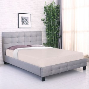 woo-126529 FIDEL ΚΡΕΒΑΤΙ ΔΙΠΛΟ ΓΙΑ ΣΤΡΩΜΑ 140X190CM, ΥΦΑΣΜΑ ΓΚΡΙ