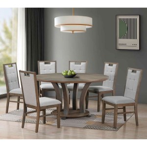 woo-126610 GORDON SET ΤΡΑΠΕΖΑΡΙΑ ΞΥΛΙΝΗ ΣΑΛΟΝΙΟΥ: ΤΡΑΠΕΖΙ+6 ΚΑΡΕΚΛΕΣ, ANTIQUE GREY WALNUT, ΥΦ.ΓΚΡΙ