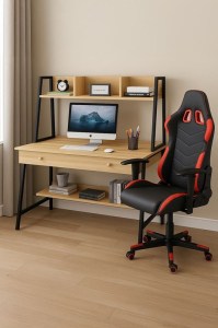woo-126832 STUDENT-1 SET ΓΡΑΦΕΙΟ Η/Υ SONOMA - ΜΑΥΡΟ + ΠΟΛΥΘΡΟΝΑ GAMING ΜΑΥΡΟ - ΚΟΚΚΙΝΟ