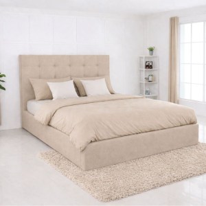 woo-126980 DOLCE ΚΡΕΒΑΤΙ ΔΙΠΛΟ ΜΕ ΑΠΟΘΗΚΕΥΤΙΚΟ ΧΩΡΟ, ΓΙΑ ΣΤΡΩΜΑ 160X200CM, ΥΦΑΣΜΑ ΜΠΕΖ