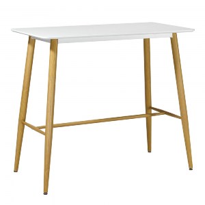 woo-25514 LAVIDA ΤΡΑΠΕΖΙ BAR ΜΕΤΑΛΛΟ ΒΑΦΗ ΦΥΣΙΚΟ, ΑΣΠΡΟ MDF